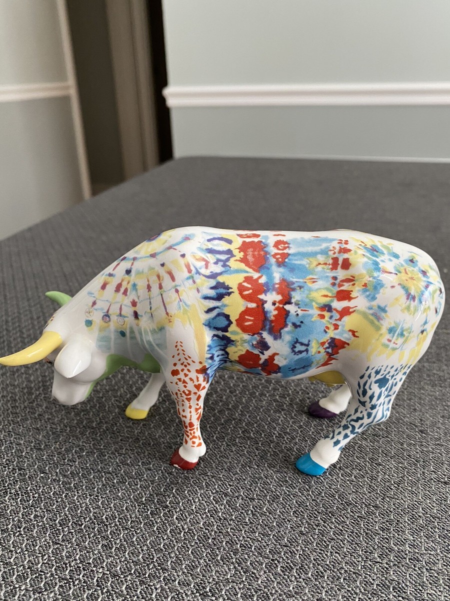 Vintage 2000 Cow Parade Porcelain Tye Dye “Udderly Groovy