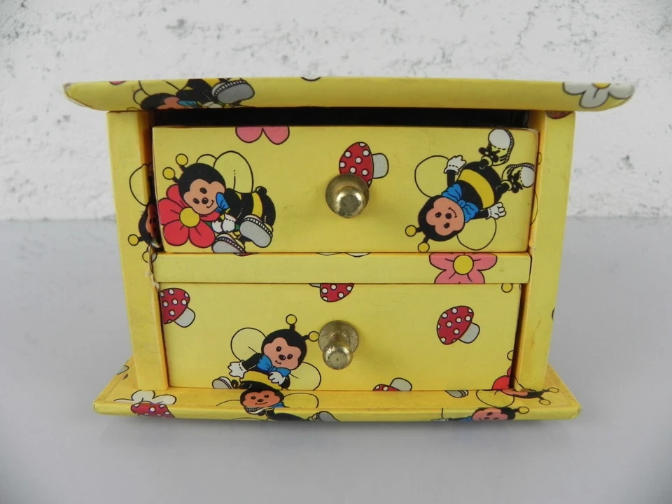 Scatola PORTAGIOIE cofanetto con cassetti per bambini in legno rivestita piccola - Immagine 2 di 4