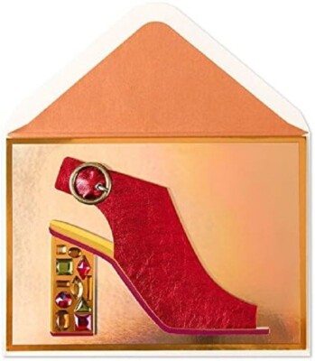 Papyrus Gemmed Red Heels Plataforma Shoe Birthday Card
