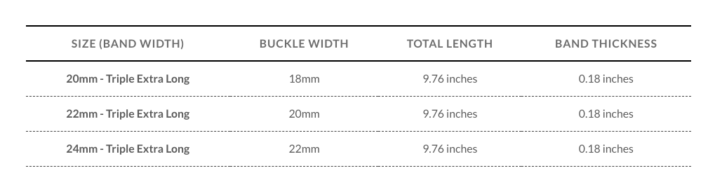 Triple Extra Long Watch Band XXXL, Leather Strap, Alligator Style