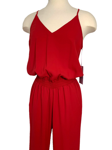 Amanda Uprichard NWT Red Posh Wide Leg Jumpsuit With Slit Size P/XS - Picture 10 of 13