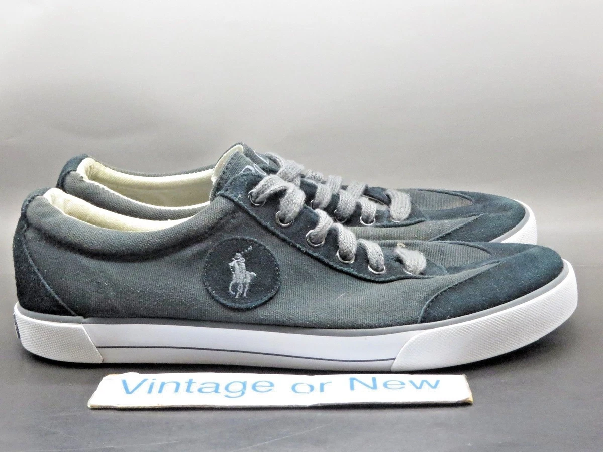Men s Polo Ralph Lauren Low Dark Grey Canvas Sneakers sz 10 eBay