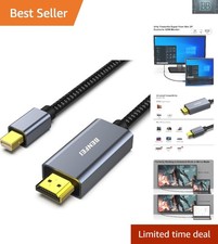 High-Speed Mini DisplayPort to HDMI Cable 6 Feet - Braided Nylon for Durability