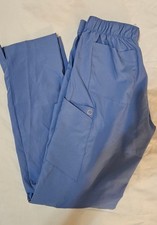 WonderWink Scrub Pants, Women's Size S, Light Blue, Cargo Pockets
