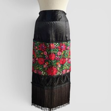 Vtg Hungarian Matyo Embroidered Fringed Traditional Peasant Folk Arpon Unisex