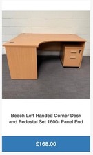 Beech Left Handed Corner desk pedestal Set