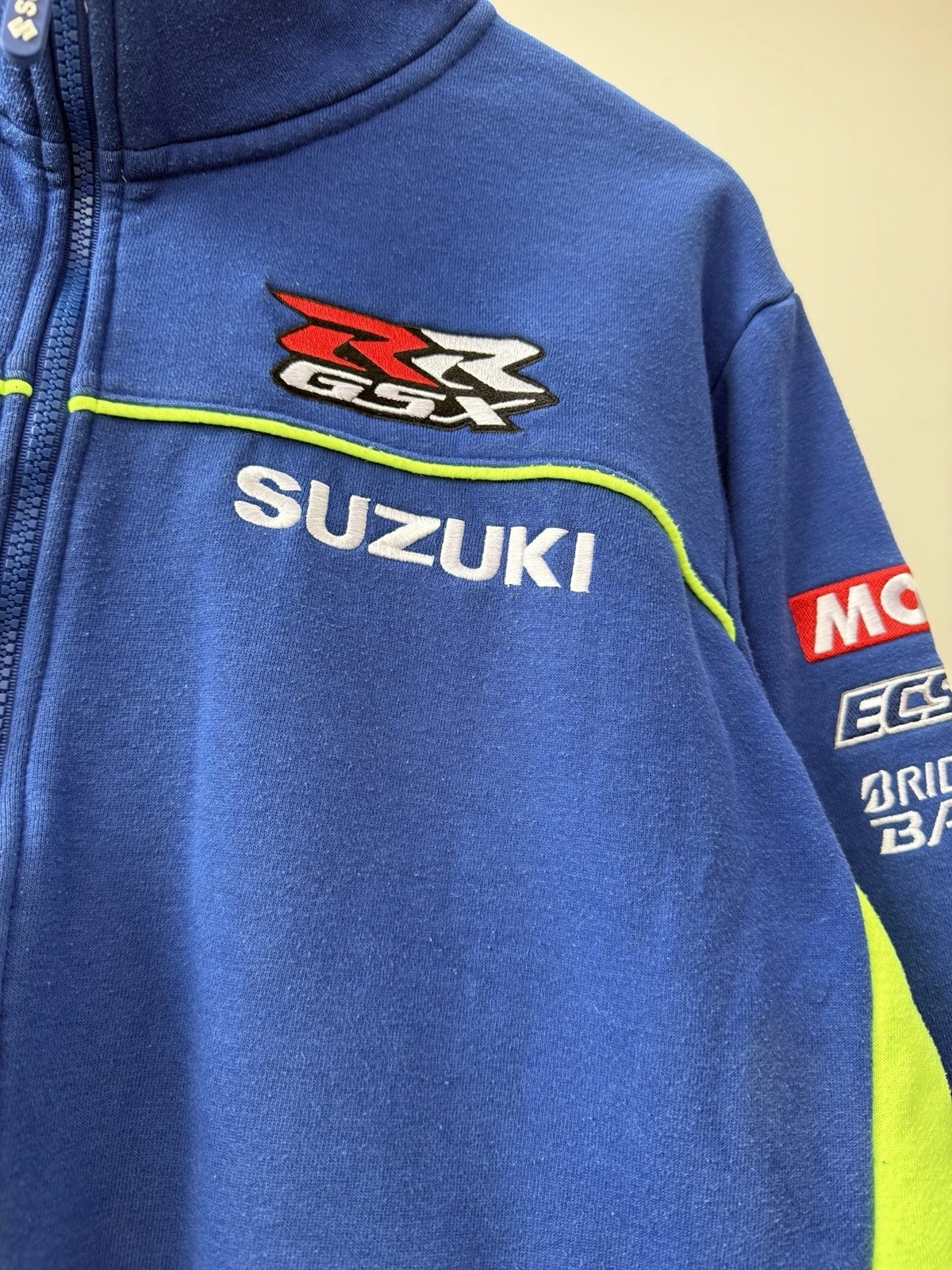 Vintage Suzuki MotoGP Team Jacket Mens Blue Full Zip Racing Motul Logo image 8