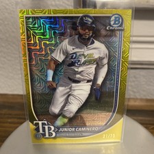 2025 Bowman - Junior Caminero #13 Chrome Yellow Mojo Refractor /75