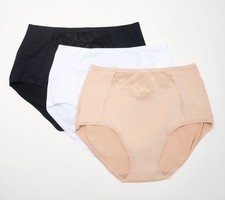 Breezies Fan Lace Full Brief Panty Set of 3 Basic Pack 2X New