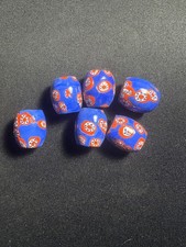 6 Millefiori glass beads - B1488 Handmade Rare - 20mm