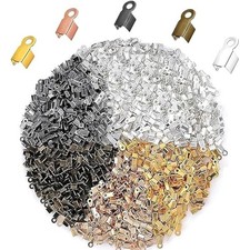 1000 PCS Fold Over Cord Ends Crimp End Tips, 0.16 x 0.35 Inch 4 x 9 m