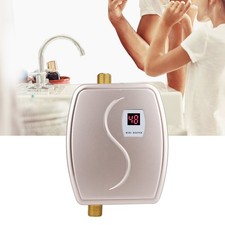 3000W Mini Electric Tankless Hot Water Heater Bathroom Kitchen Golden