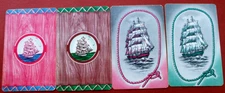 4 Single Genuine Vintage Swap Playing Cards Sailing Ships Pairs