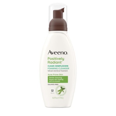 Aveeno Positively Radiant Clear Complexion Foaming Facial Cleanser, 6 Fl oz