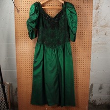 vtg ALFRED ANGELO floral lace metallic formal party prom dress fits MEDIUM