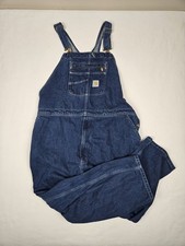 Carhartt Overalls Mens 50x30 Denim Blue Workwear Utility DR4672M Carpenter