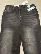 Judy Blue High Waist Raw Hem Cropped Wide Jeans.  Black. Size 13. (JB88829)