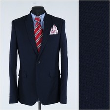 Mens Navy Blue Blazer 36R UK Size BURTON Sport Coat Jacket
