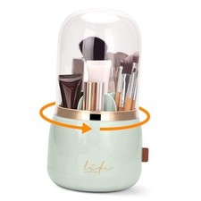 360 Rotating Toothbrush Holder with Cover, Dustproof Waterproof Cosmetic Green