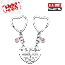 HULALA 2 Pcs Mother Daughter Heart Matching Keyring Keychain Set Gifts For Mu...