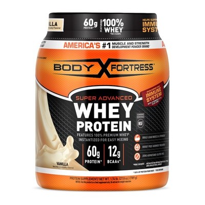 Body Fortress Super Advanced 100% Premium Whey Protein Powder, 60g Protein