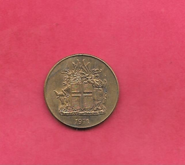ICELAND KM12a 1971 VF-VERY FINE CIRCULATED OLD VINTAGE KRONUR COIN