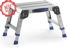 Aluminum Folding Step Stool Work Platform Adjustable Height 440LB Capacity