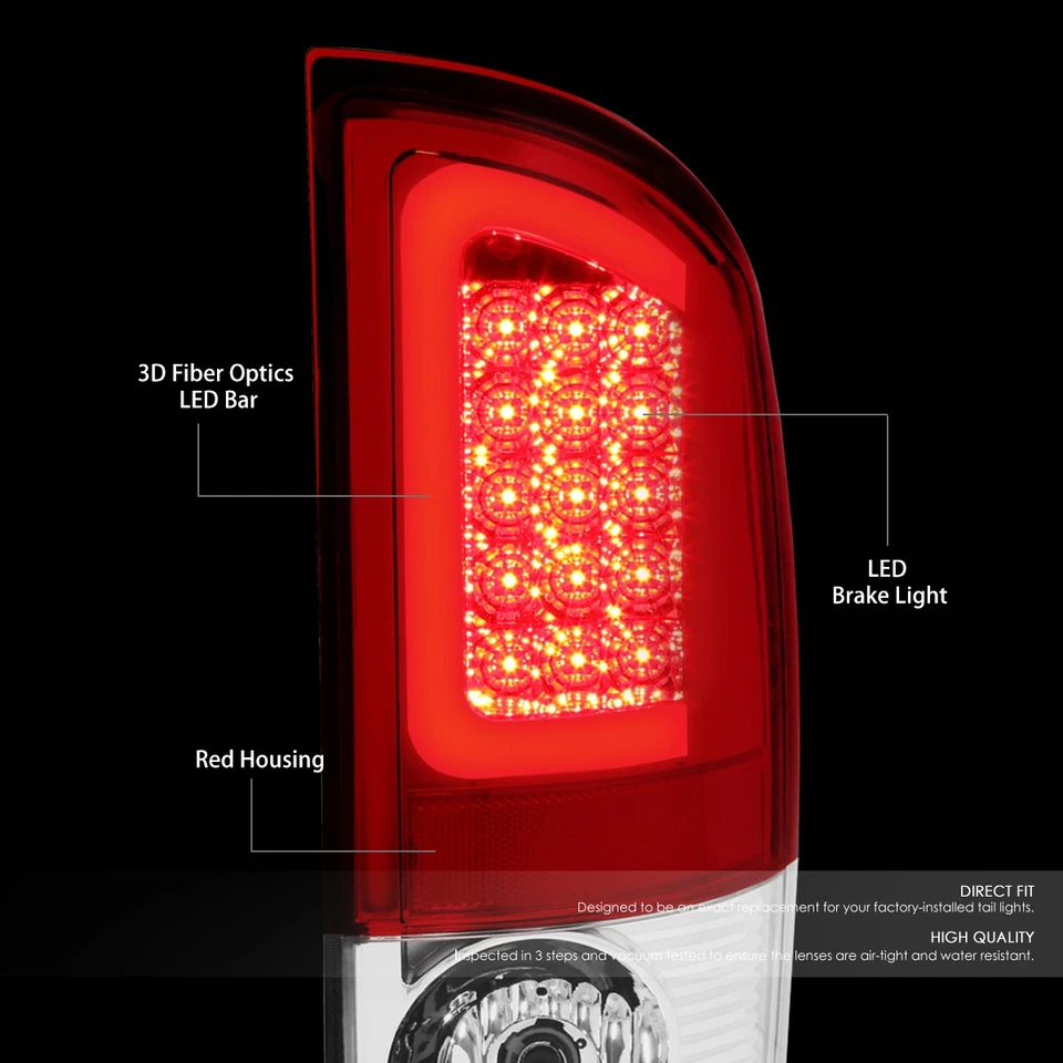 BLACK HEADLIGHT+CLEAR CORNER+RED 3D LED BRAKE TAIL LIGHT FOR 02-05 DODGE RAM - Изображение 4 из 4