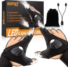Led Half Finger Glove, Light up Gloves, Christmas One Size Fits Most, Black