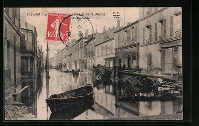 AK Alfortville, Inondations en 1910 de la Seine et de la Marne, Rue Labbe 1910 
