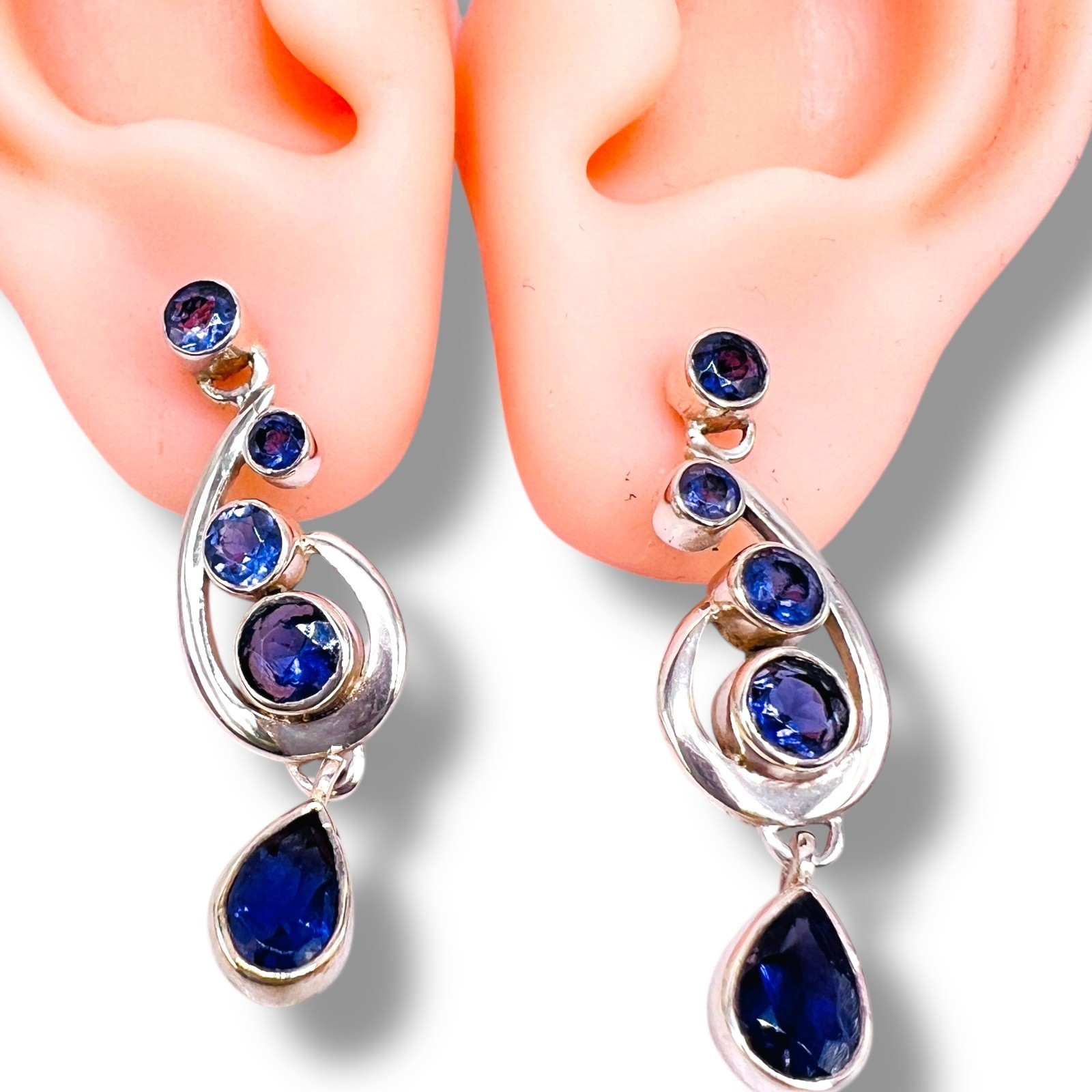 Solid 925 Sterling Silver Blue Natural Iolite Mul… - image 12