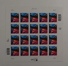 US SCOTT 3470 PANE OF 20 AMERICAN FLAG AND FARM STAMPS 34 CENT FACE MNH