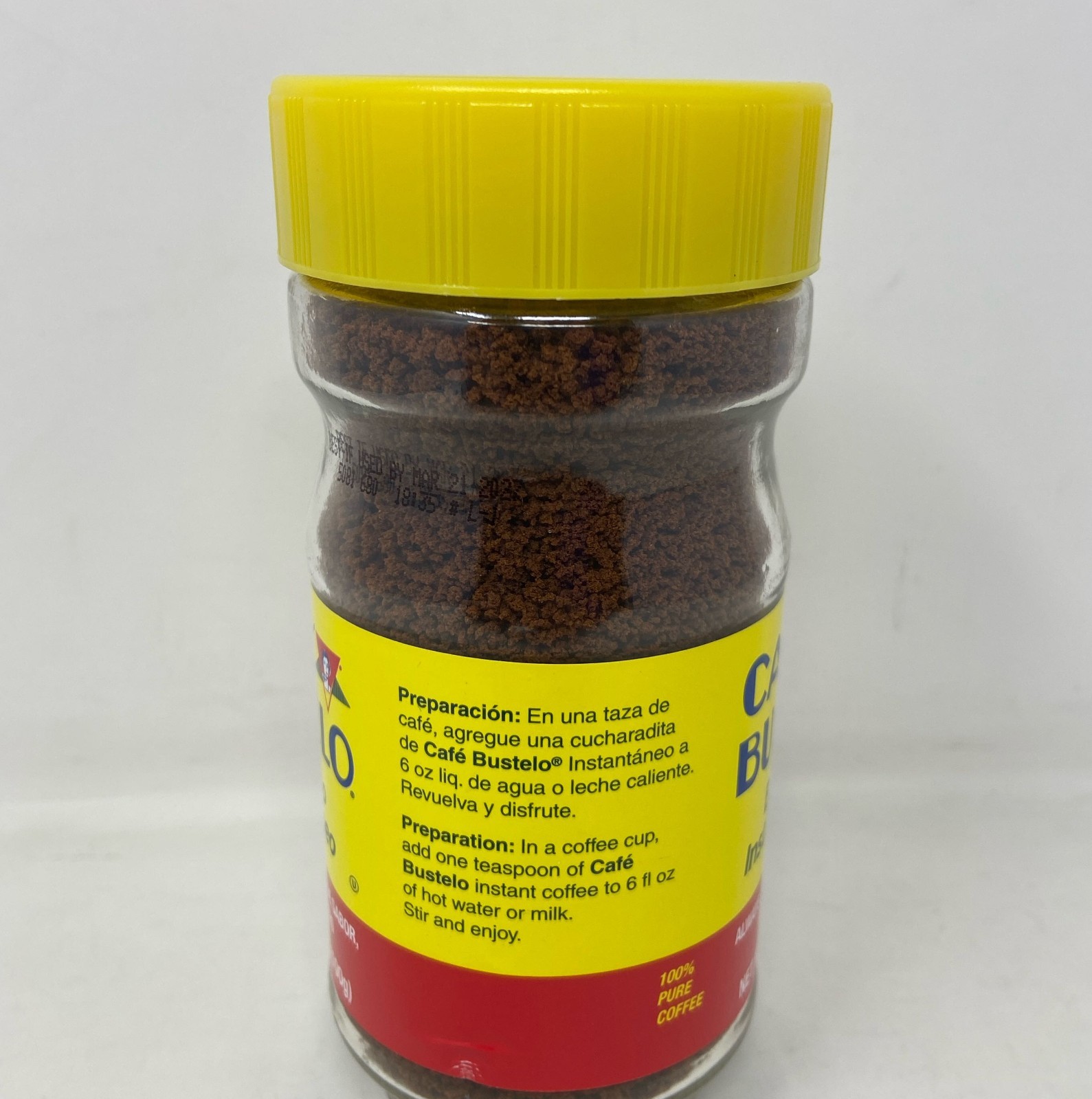 Cafe Bustelo Espresso Instant Coffee 3.5 oz Jar - Yellow Lid/Label
