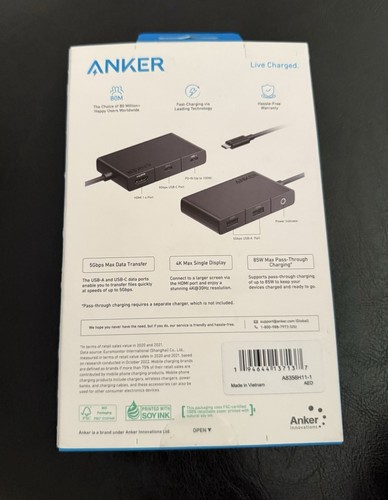 Anker 5-in-1 USB-C Hub 4K HDMI 5Gbps 85W Pass Through Charging - Picture 2 of 2