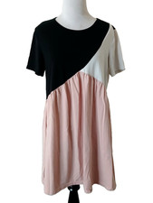 Shein Colorblock T-Shirt Dress Short Sleeve Multicolor Cotton Crew Neck Women Sm