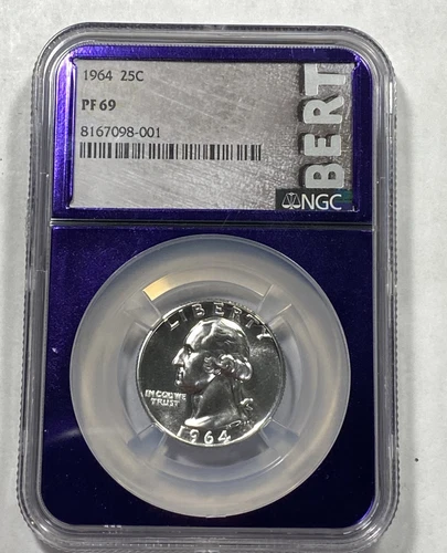 1964 25c Silver Washington Quarter NGC PF69 Purple Holo Core Item 8941