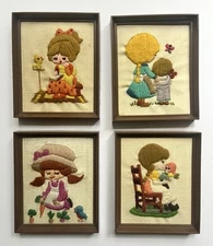 Vintage Creative Circle “A Little Girls World” Set Of 4 Framed Pictures 