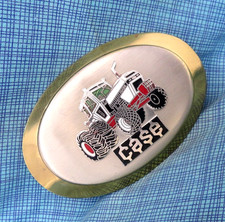Case Tractor Promo Belt Buckle Farmers Agricultural Enameled Vtg 80s .GMP510