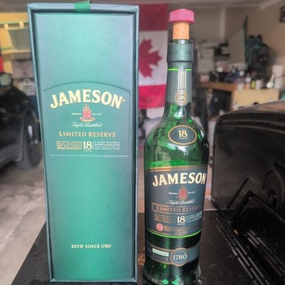 Jameson Irish Whiskey 18 Year Limited Reserve Box, Bottle & Cork