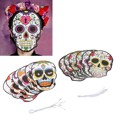 12pcs Day Of The Dead Mask With Elastic Band Attractive Halloween Mask For Ha UK - Picture 12 of 23