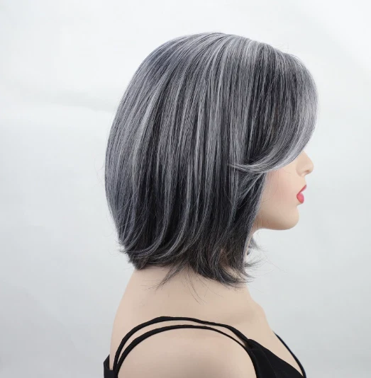 Женский парик из синтетических волос Short Bob Gray Mix мягкий натуральный для ежедневного использования быстрая доставка - Изображение 2 из 4