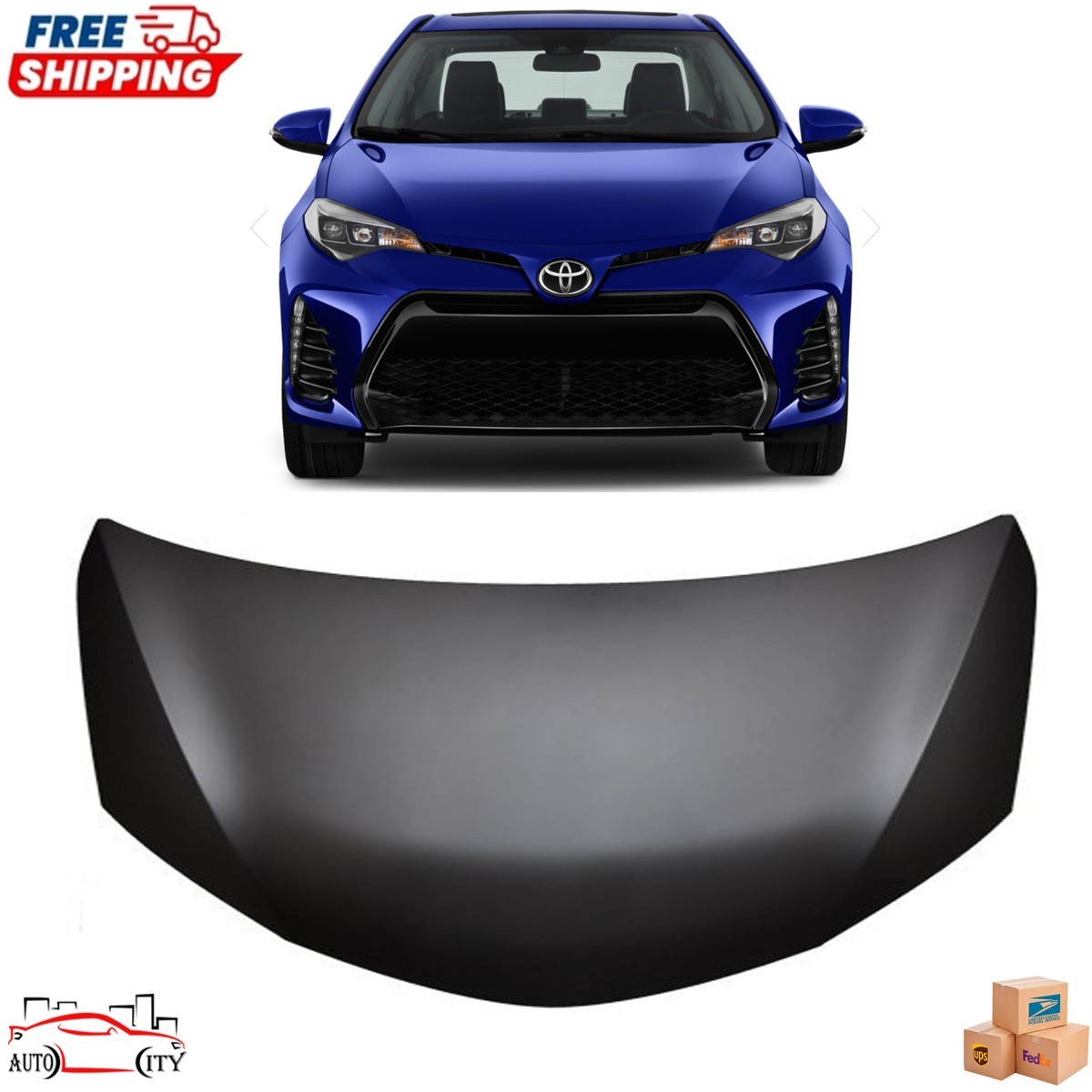 New Front Hood Panel Assembly Primed Steel CAPA Fits 2014-2018 Toyota Corolla