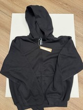 Skims Classic Fit Full Zip Hoodie Black Cotton Fleece M Long Sleeve Women