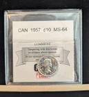 1957  Coin Mart Graded Canadian,  ¢10  Cent, **MS-64**