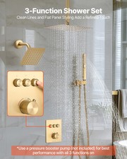 Shower Faucet Set, 12 Inch Thermostatic Ceiling Mount Rainfall Shower System wit