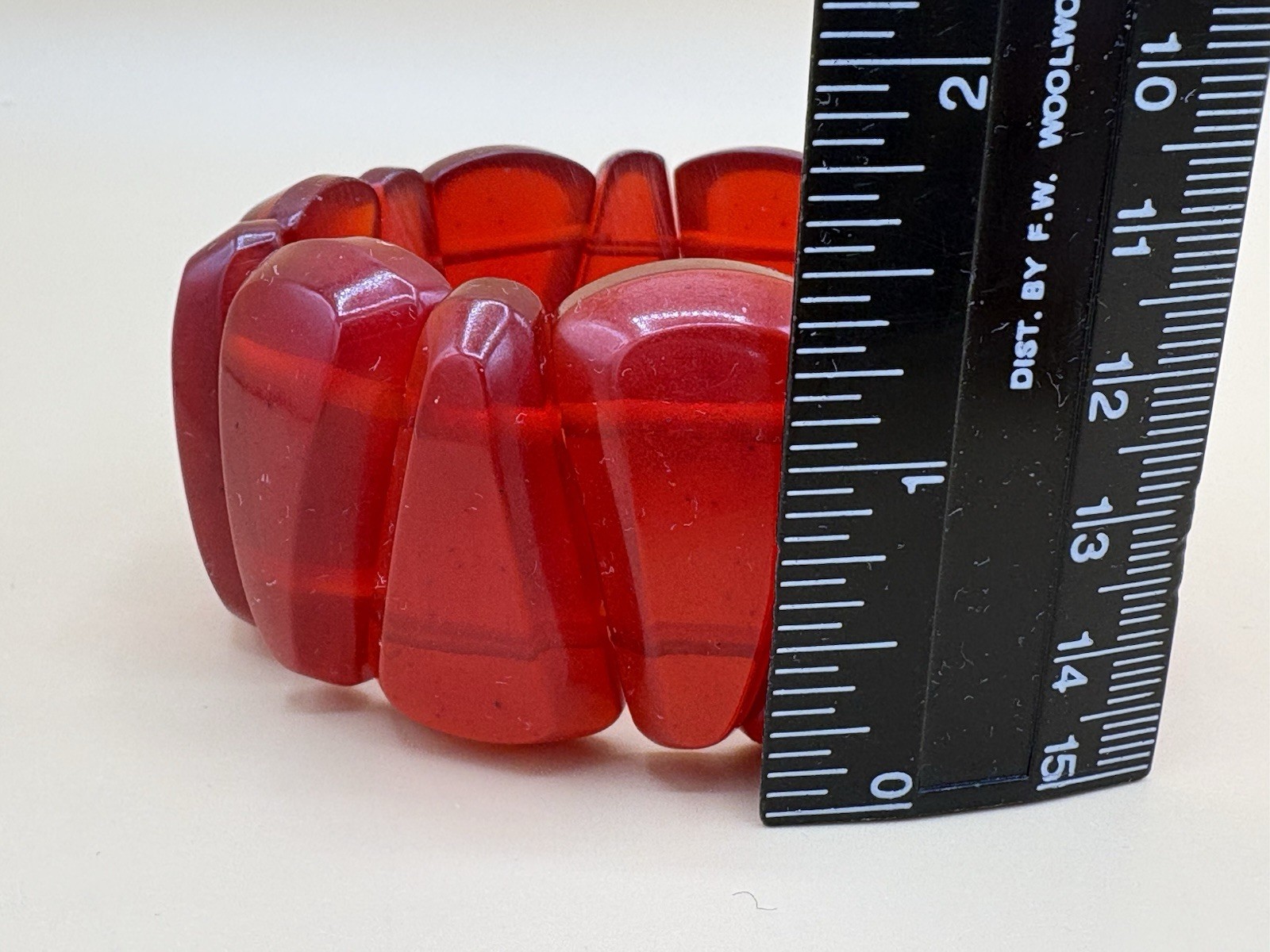 Vintage Cherry Lucite Triangular Bead Stretch Bra… - image 4