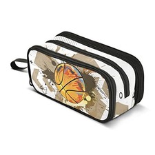 ZAZYXTJ Large Capacity Pencil Case 3 Compartment Pen Pouch Storage Basketball
