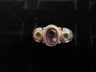 Sterling Silver Purple Amethyst And Green Peridot Gemstone Ring Size 10