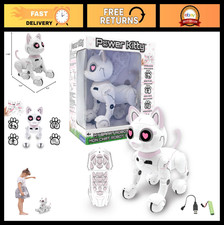 Remote Control Robot Cat - Programmable Smart Kitty, Light Sound, White/Pink
