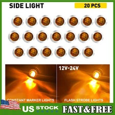 3/4" Strobe+Steady Marker Light 20X Amber LED Side Clearance Flash Warning Light